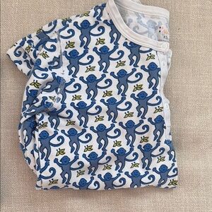 Roller Rabbit Blue and Yellow Monkey Print long sleeve n pant